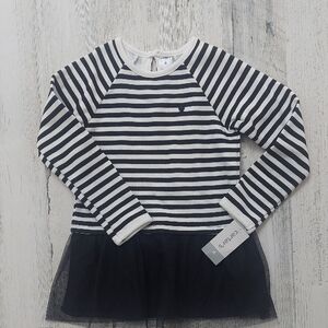 Striped Black and White Kids Top Size 4 NWT